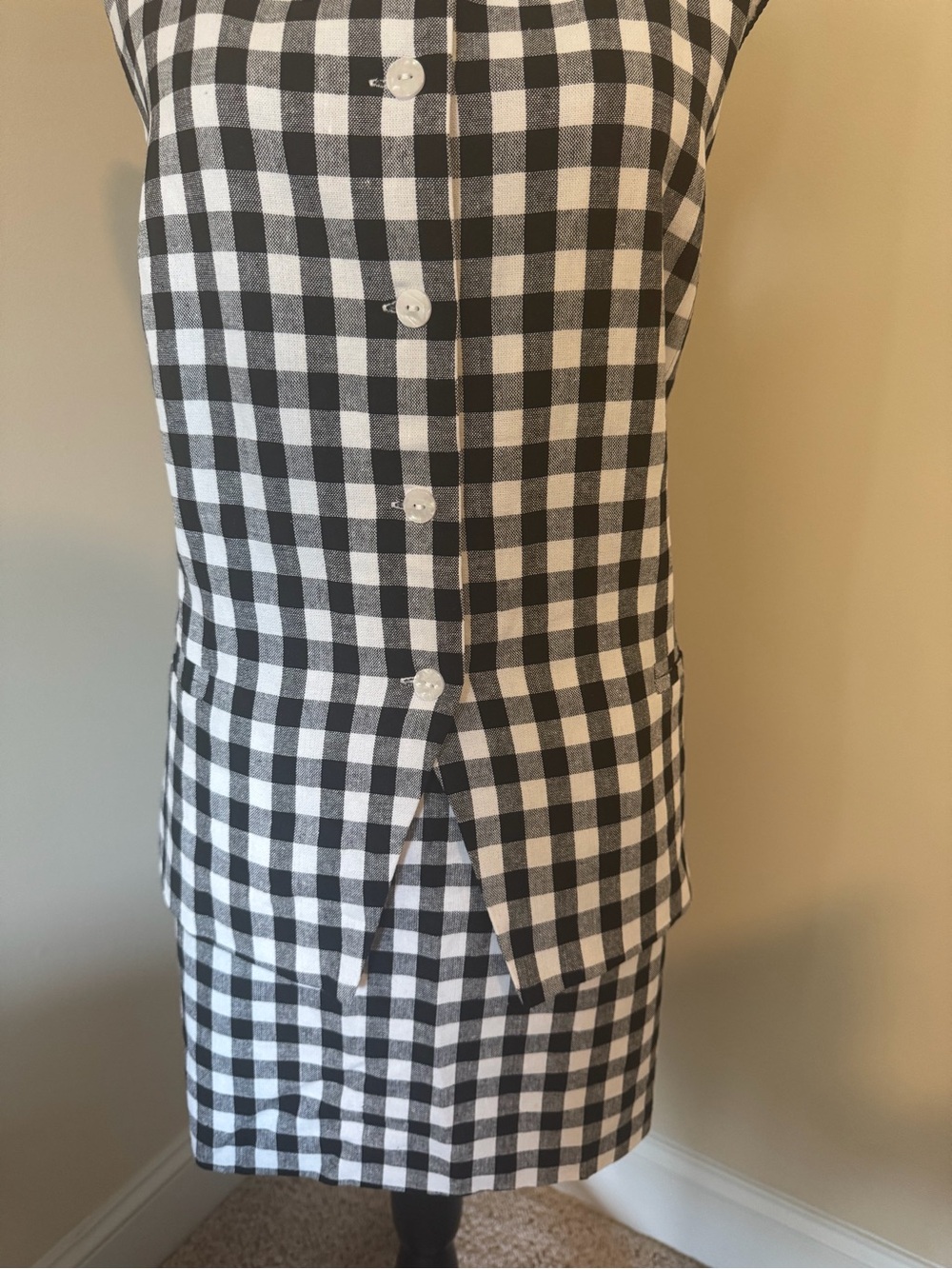 Express Black and White Gingham Button-Front Skirt - Picture 4 of 11